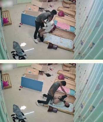 【某某门事件】 廊坊金湾幼儿园幼师被前男友找上门争吵打砸过后被男友按在木板床上强奸！