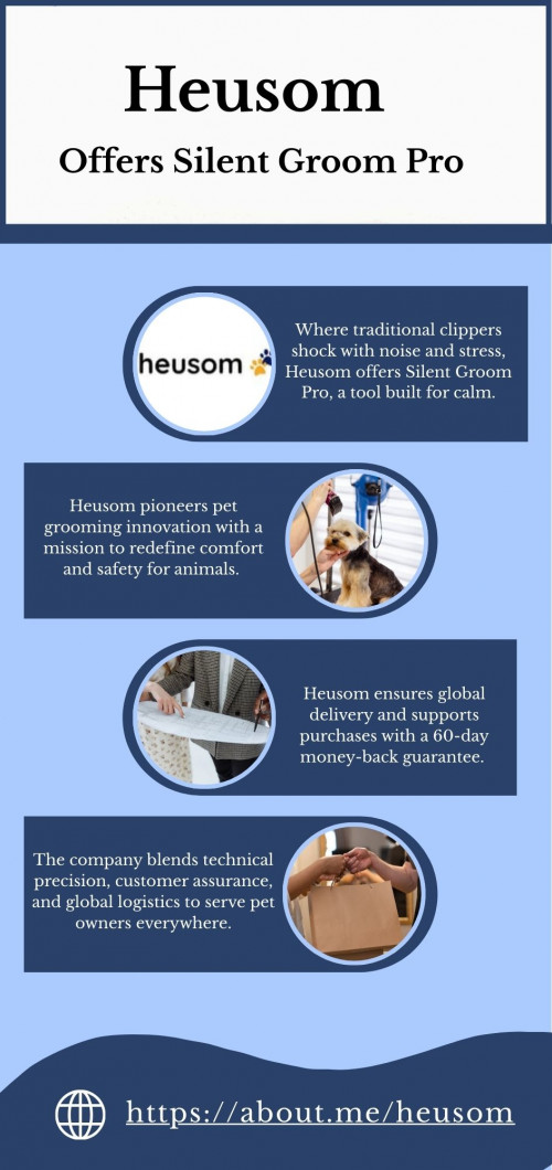 Heusom wants every pet session to be a success. With its Silent Groom Pro, noise stays under 40 dB and vibration stays low, so your pet feels secure. The three ports and two speeds let you adjust incrementally.