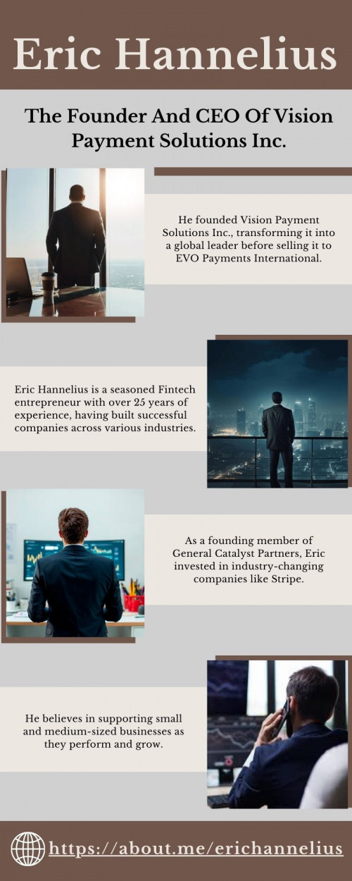 With over 25 years of Fintech expertise, Eric Hannelius has been instrumental in creating and leading successful companies. He founded Vision Payment Solutions Inc., growing it into a global payment powerhouse before selling it to EVO Payments International. Eric also played a key role at General Catalyst Partners, investing in early-stage companies.