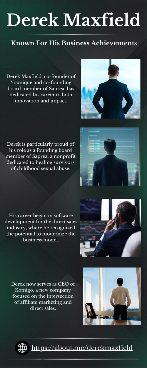 Derek Maxfield believes success is measured not just by achievement but by impact. After 12 years in software development, he saw an opportunity to reimagine direct sales. In 2012, he co-founded Younique with his sister, pioneering a digital-first cosmetics company. Younique was developed to support Saprea, a nonprofit serving survivors of childhood sexual abuse. Derek considers Saprea the fulfillment of a promise to live for something greater.