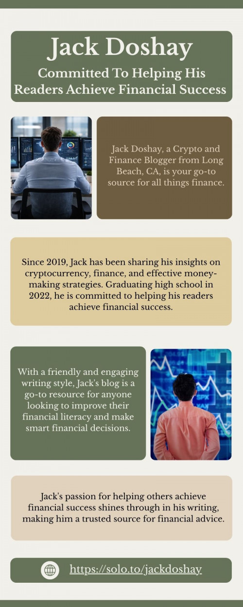Jack Doshay, a Crypto and Finance Blogger based in Long Beach, CA. Since 2019, Jack has been sharing his expertise on cryptocurrency, finance, and practical money-making strategies. Graduating high school in 2022, he is dedicated to providing his readers with valuable insights and tips to navigate the world of finance with confidence.
