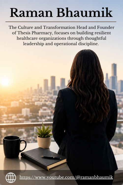 Raman Bhaumik, Culture and Transformation Head and Founder of Thesis Pharmacy, focuses on strengthening healthcare organizations from the inside out. She is a licensed pharmacist with multi-state credentials and advanced leadership training, combining clinical expertise with operational insight.