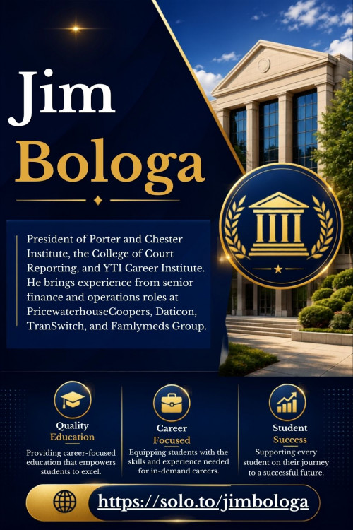Jim Bologa is the CEO of Porter and Chester Institute, the College of Court Reporting, and YTI Career Institute, where he has led strategic growth across multiple campuses. His leadership has supported enrollment increases, enhanced student services, and improved academic delivery. Jim’s prior executive roles include CFO at Familymeds Group and EVP at Daticon.